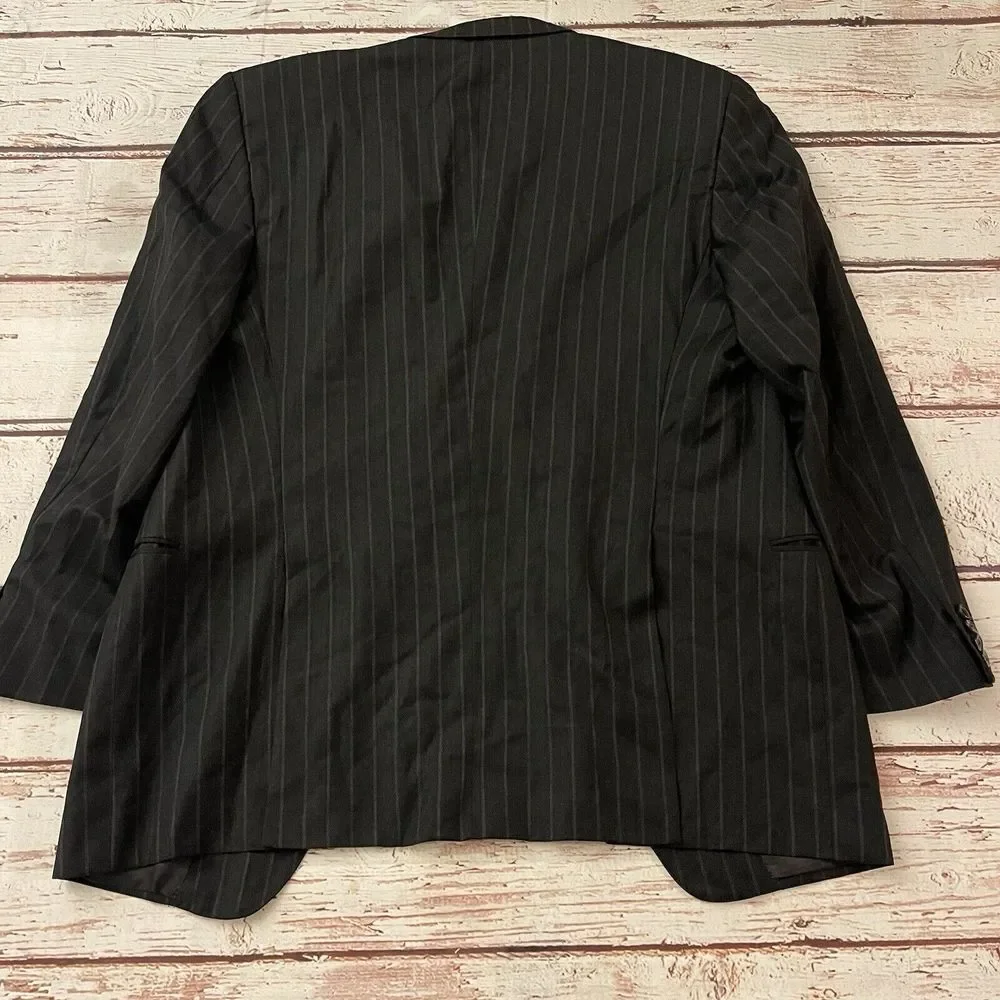 Armani Collezioni Sport Coat 44L Flannel Wool Charcoal‎ Dark Gray 2-Button Italy